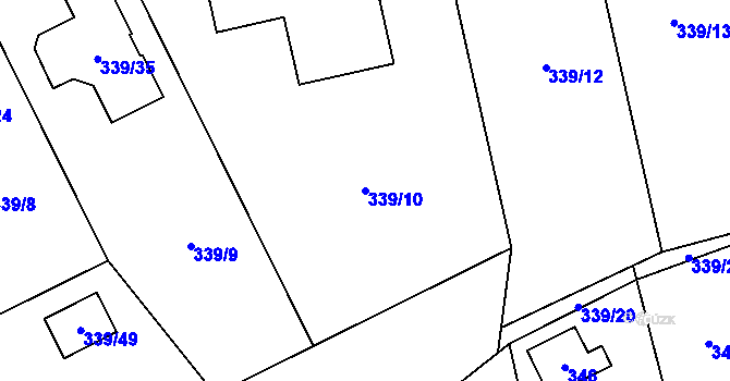 Parcela st. 339/10 v KÚ Lašťany, Katastrální mapa