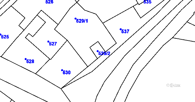 Parcela st. 529/2 v KÚ Lašťany, Katastrální mapa