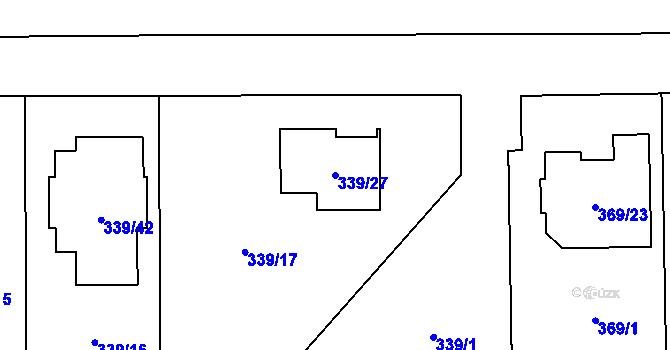 Parcela st. 339/27 v KÚ Lašťany, Katastrální mapa