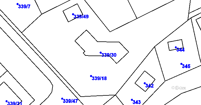 Parcela st. 339/30 v KÚ Lašťany, Katastrální mapa