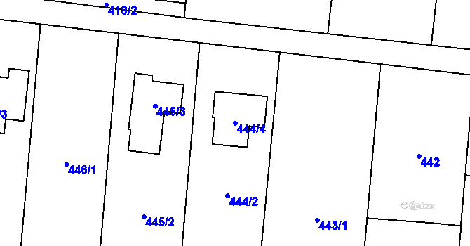 Parcela st. 444/4 v KÚ Lašťany, Katastrální mapa