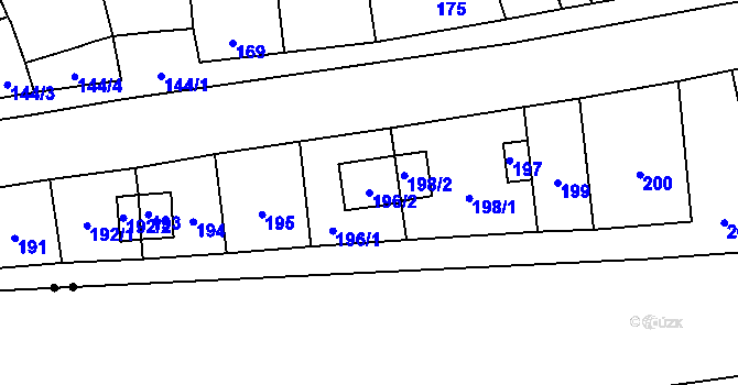 Parcela st. 196/2 v KÚ Lašťany, Katastrální mapa