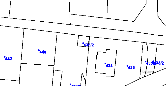 Parcela st. 436/2 v KÚ Lašťany, Katastrální mapa