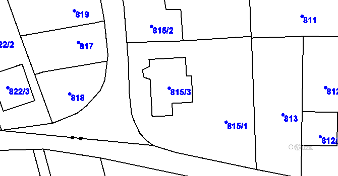 Parcela st. 815/3 v KÚ Lašťany, Katastrální mapa