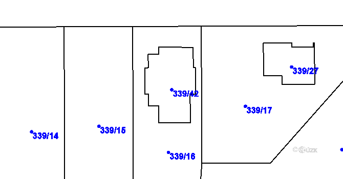 Parcela st. 339/42 v KÚ Lašťany, Katastrální mapa