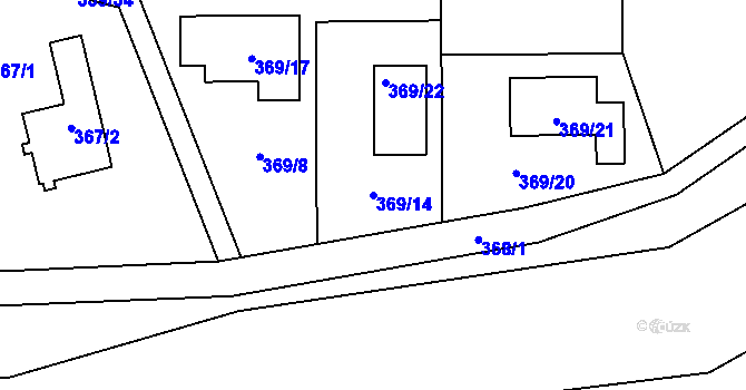Parcela st. 369/14 v KÚ Lašťany, Katastrální mapa
