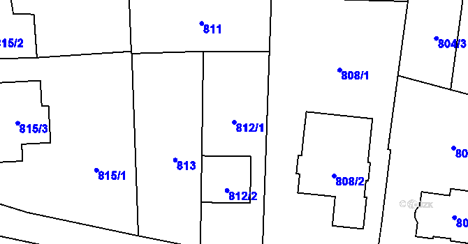 Parcela st. 812/1 v KÚ Lašťany, Katastrální mapa