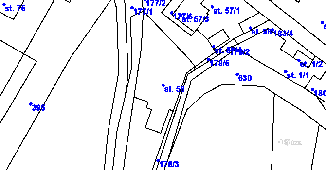 Parcela st. 58 v KÚ Běloky, Katastrální mapa