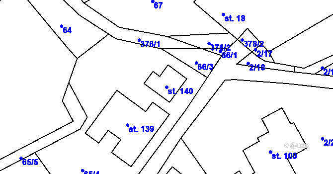Parcela st. 140 v KÚ Běloky, Katastrální mapa