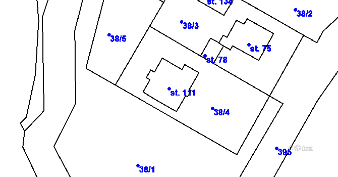 Parcela st. 111 v KÚ Běloky, Katastrální mapa