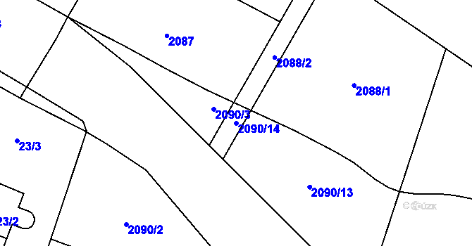 Parcela st. 2090/14 v KÚ Bělotín, Katastrální mapa