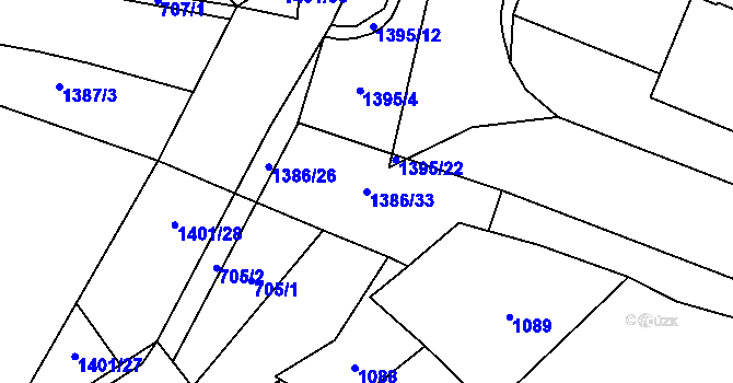 Parcela st. 1386/33 v KÚ Bělotín, Katastrální mapa