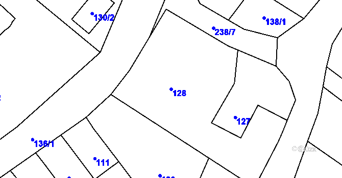 Parcela st. 128 v KÚ Bělotín, Katastrální mapa