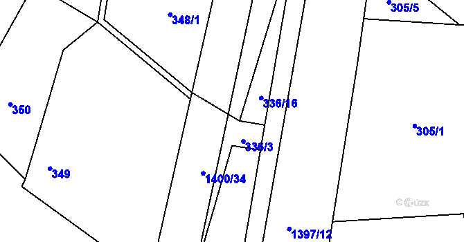 Parcela st. 336/13 v KÚ Bělotín, Katastrální mapa