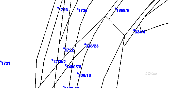 Parcela st. 336/23 v KÚ Bělotín, Katastrální mapa