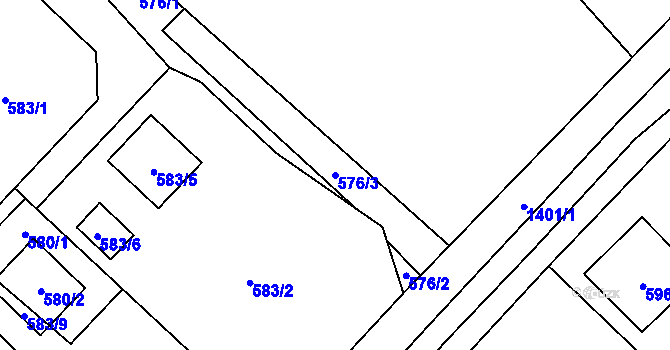 Parcela st. 576/3 v KÚ Bělotín, Katastrální mapa