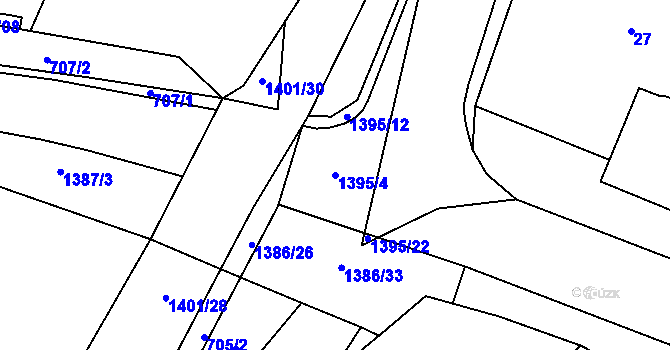 Parcela st. 1395/4 v KÚ Bělotín, Katastrální mapa