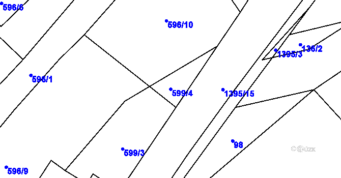 Parcela st. 599/4 v KÚ Bělotín, Katastrální mapa