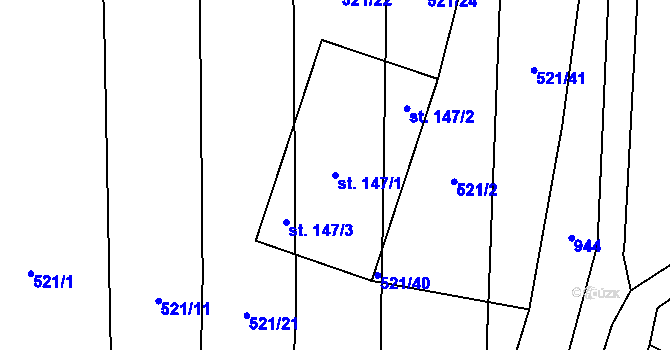 Parcela st. 147/1 v KÚ Bělov, Katastrální mapa