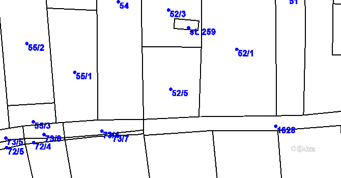 Parcela st. 52/5 v KÚ Bělov, Katastrální mapa
