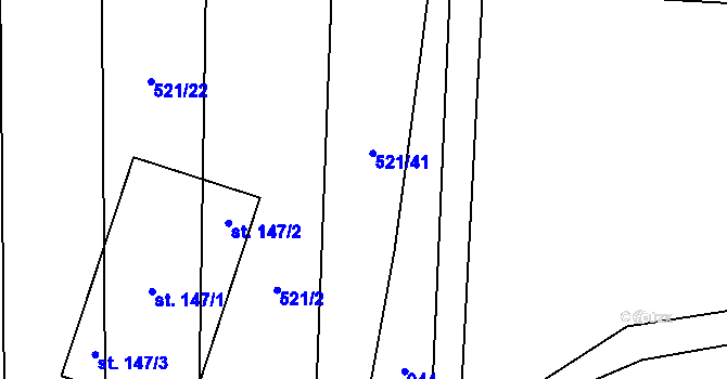 Parcela st. 521/41 v KÚ Bělov, Katastrální mapa