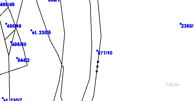 Parcela st. 571/10 v KÚ Bělov, Katastrální mapa