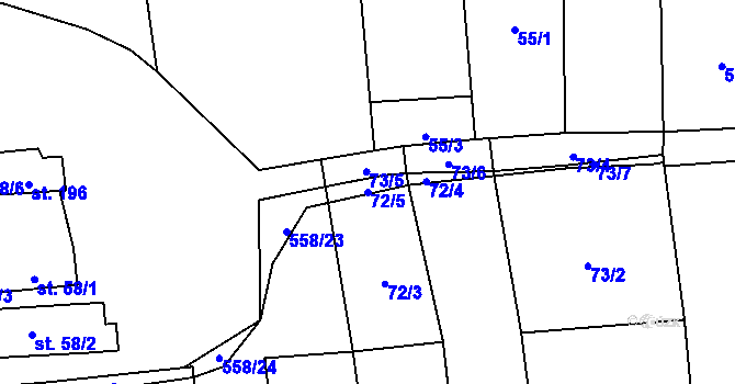 Parcela st. 72/5 v KÚ Bělov, Katastrální mapa