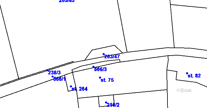Parcela st. 263/47 v KÚ Bělov, Katastrální mapa
