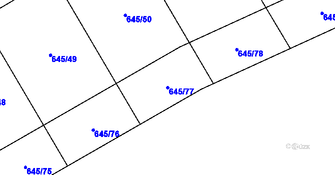 Parcela st. 645/77 v KÚ Bělov, Katastrální mapa