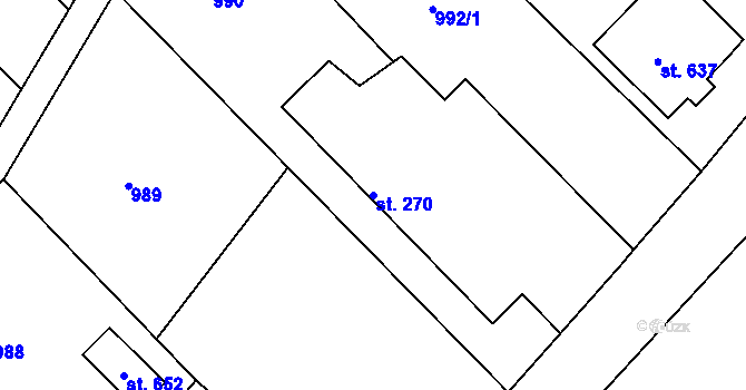 Parcela st. 270 v KÚ Bělušice, Katastrální mapa