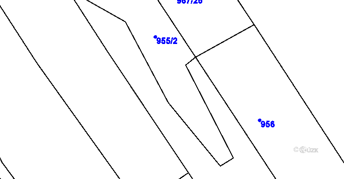 Parcela st. 955 v KÚ Bělušice, Katastrální mapa