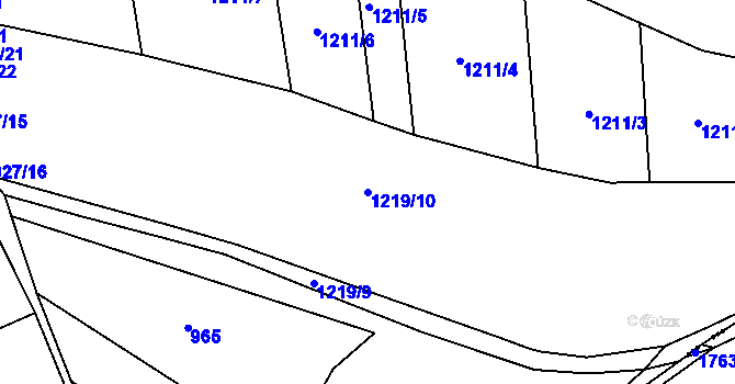 Parcela st. 1219/10 v KÚ Bělušice, Katastrální mapa