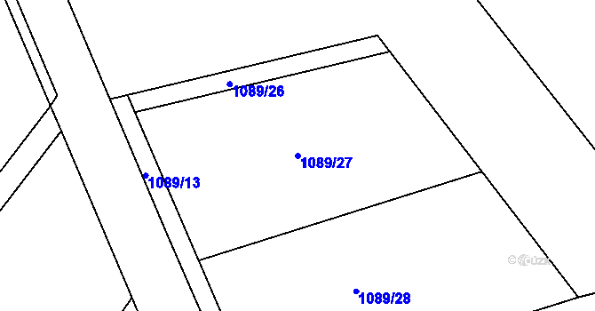 Parcela st. 1089/27 v KÚ Bělušice, Katastrální mapa