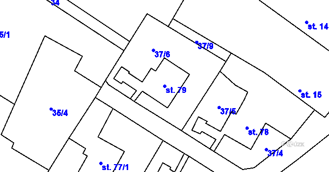 Parcela st. 79 v KÚ Bělušice u Mostu, Katastrální mapa