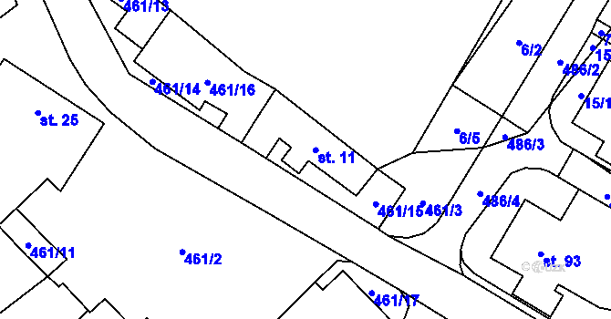 Parcela st. 461/10 v KÚ Bělušice u Mostu, Katastrální mapa
