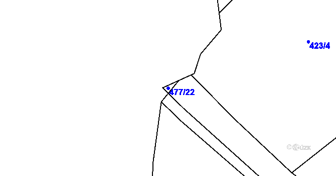 Parcela st. 477/22 v KÚ Odolice, Katastrální mapa