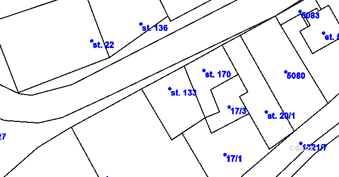 Parcela st. 133 v KÚ Benátecká Vrutice, Katastrální mapa