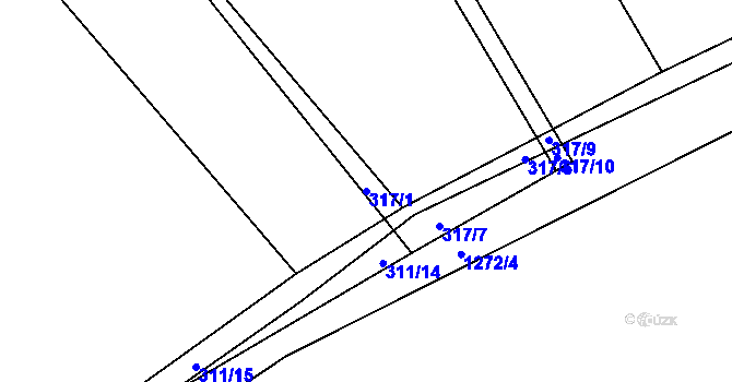 Parcela st. 317/1 v KÚ Benátecká Vrutice, Katastrální mapa