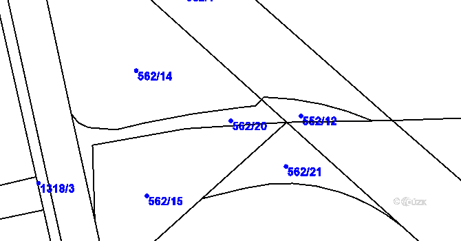 Parcela st. 562/20 v KÚ Benátecká Vrutice, Katastrální mapa