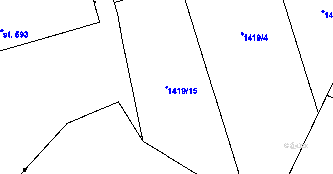Parcela st. 1419/15 v KÚ Benátecká Vrutice, Katastrální mapa