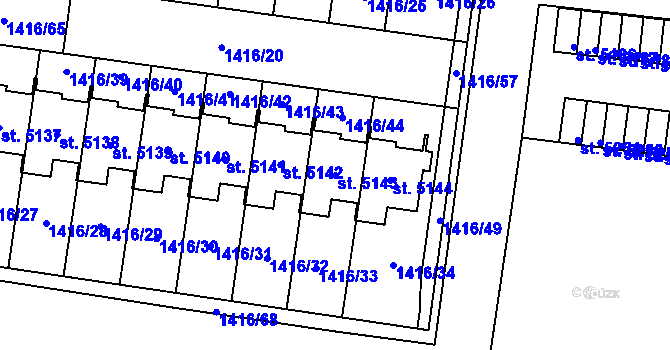 Parcela st. 5143 v KÚ Benátecká Vrutice, Katastrální mapa