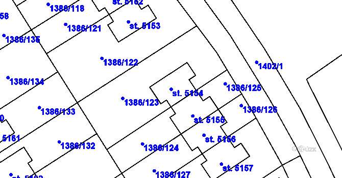 Parcela st. 5154 v KÚ Benátecká Vrutice, Katastrální mapa