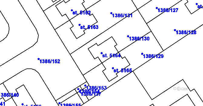 Parcela st. 5164 v KÚ Benátecká Vrutice, Katastrální mapa