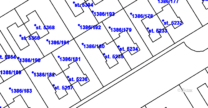 Parcela st. 5235 v KÚ Benátecká Vrutice, Katastrální mapa