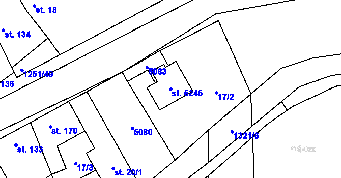 Parcela st. 5245 v KÚ Benátecká Vrutice, Katastrální mapa