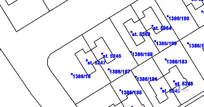 Parcela st. 5246 v KÚ Benátecká Vrutice, Katastrální mapa