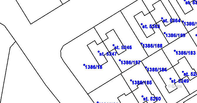 Parcela st. 5247 v KÚ Benátecká Vrutice, Katastrální mapa