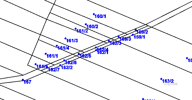 Parcela st. 162/1 v KÚ Benátecká Vrutice, Katastrální mapa