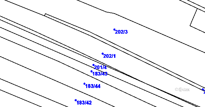 Parcela st. 202/1 v KÚ Benátecká Vrutice, Katastrální mapa