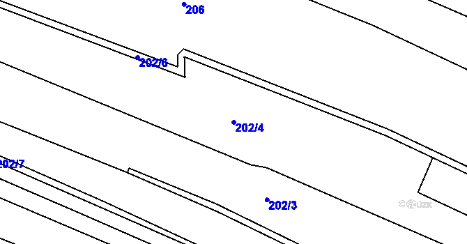 Parcela st. 202/4 v KÚ Benátecká Vrutice, Katastrální mapa